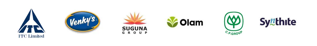 Institutional buyer partners including ITC, Venky's, Suguna, Olam and Synthite